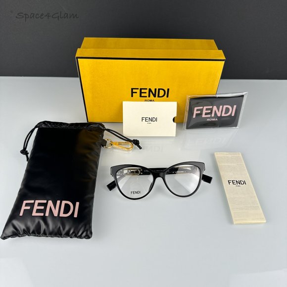 NEW Fendi FE50026I 001 Black Demo Cat Eye Women Eyeglasses FE 50026I - Picture 1 of 5